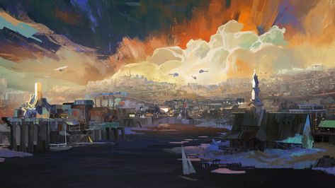 Disco Elysium #artwork Aleksander Rostov game art #4K concept art #digital #landscape #4K #wallpaper #hdwallpaper #desktop Disco Elysium Wallpaper, Art Disco, Disco Elysium, Desktop Background Images, Skyline Art, Scenic Design, Original Wallpaper, Drawing Painting, Drawing Tips