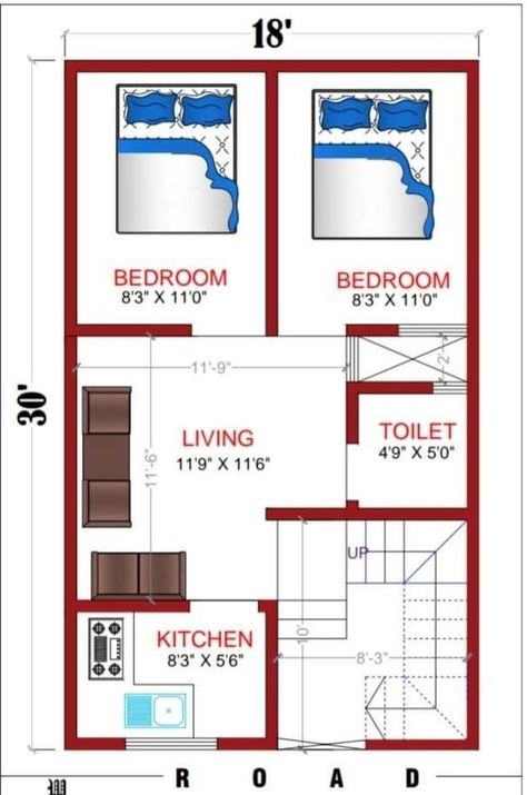 600 Sqft House Plan, Guesthouse Plan, Home Design Plans Indian, House Plan App, 600 Sqft House, Rectangle House Plans, Seacliff House, Rectangle House, Drawing House Plans