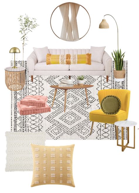 Bright And Sunny Living Rooms, Mustard Living Rooms, Sunny Living Room, Walmart Home, Beige Living Rooms, Room Details, Design Boards, Yellow Living Room, Yellow Decor