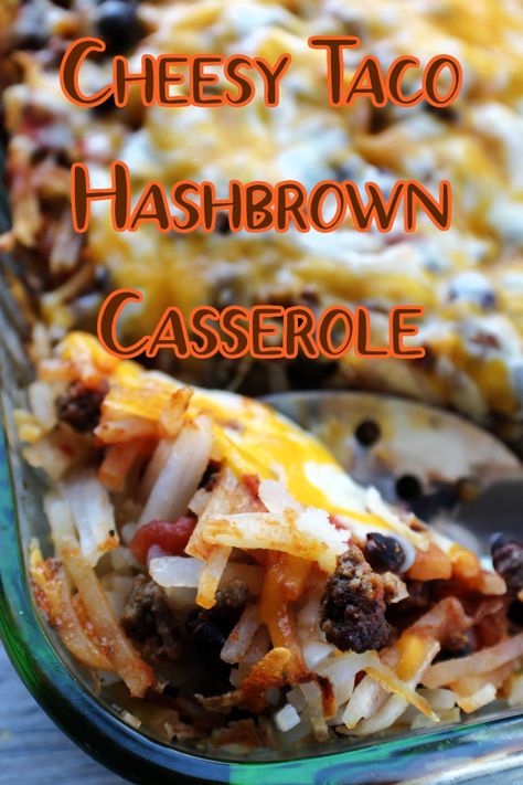 Easy and cheesy, this taco casserole with a base of hashbrowns is hearty and full of flavor. Simple recipe and great supper dish. Potatoe Taco Casserole, Shredded Hashbrown Taco Casserole, Hamburger Hashbrown Casserole Recipes Easy, Cheesy Taco Hashbrown Casserole, What To Make With Hashbrowns, Dinner Recipes With Hashbrowns, Crockpot Taco Hashbrown Casserole, Hash Brown Taco Casserole, Mexican Hashbrown Casserole