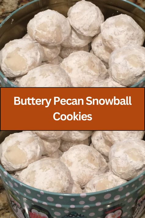 Buttery Pecan Snowball Cookies Classic Snowball Cookies, Pecan Treats, Russian Tea Cakes, Pecan Snowballs, Pecan Snowball Cookies, Chorizo Breakfast, Pastries Recipes, Snowball Cookie Recipe, Russian Tea Cake