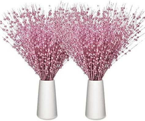 30 pieces of the glitter berry stems for Christmas tree, each one has 12 branches; And the branch is attached with 5 berries, these pink Christmas decorations for tree, Decorations are covered with shiny glitter to achieve a better festive visual effect, but please note that the shiny glitter may fall off a bit during the long transportation, but it won't affect its appearance; Please ensure that you do not mind before making a purchase Stem Decorations, Halloween Christmas Ornaments, Glam Christmas Decor, Home Decor Pink, Christmas Vases, Silver Christmas Decorations, Winter Wonderland Baby Shower, Rose Gold Christmas, Christmas Bathroom Decor