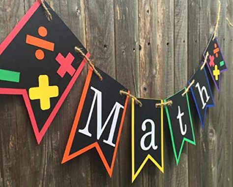 Maths Decorations Classroom, Maths Decorations Ideas, Math Teacher Classroom, Math Party, Math Decorations, Teacher Classroom Sign, Maths Display, Maths Day, Math Night