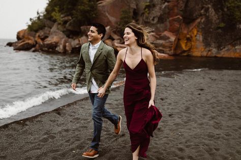 Minnesota Black Beach Engagement in Silver Bay, MN Couple Hold Hands, Christmas Beach Photos, Minnesota North Shore, North Shore Minnesota, Silver Bay, Friends Hanging Out, Two Harbors, Christmas Beach, Grand Marais