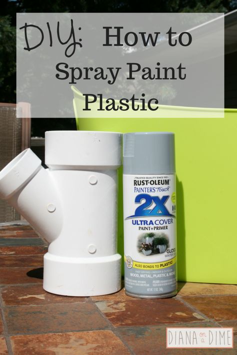 DIY: How to Spray Paint Plastic - Diana on a Dime Spray Painted Plastic Drawers, Painting Plastic Bins, Paint Plastic Drawers, Painted Trash Cans, Spray Paint Plastic, Best Spray Paint, Pvc Furniture, Paint Plastic, Diy Water Fountain