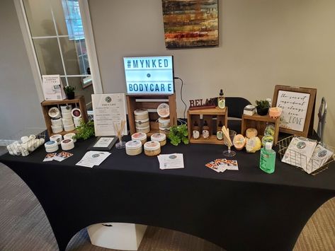 Table setup for pop up shop Pop Up Shop Table Set Up Ideas, Popup Setup, Small Business Table Display, Pop Ip Shop Set Up, Business Expo Table Display Ideas, Wellness Table Display, Pop Up Shop Table, Promotional Table Display Ideas, Pop Up Shop Table Display Ideas Skincare