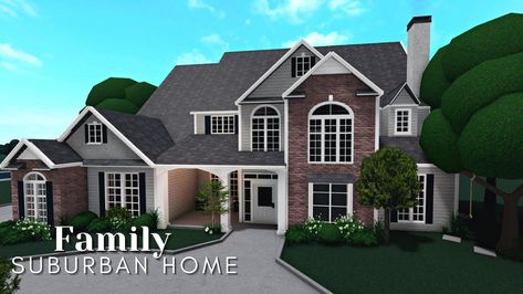 bloxburg small house layouts House Layouts Suburban, Bloxburg Houses Suburban, Roblox Suburban House, Bloxburg Family Suburban House, Bloxburg House Ideas Suburban Layout, Suburban Bloxburg House Ideas, Traditional Suburban House Bloxburg, Suburban Layout Bloxburg, Exterior Color Schemes Bloxburg