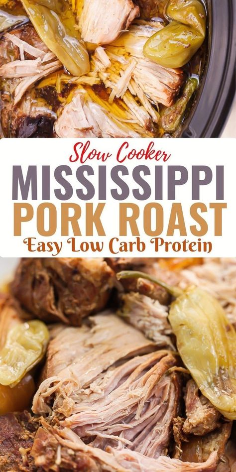 Mississippi Pork Loin, Slow Cook Pork Roast, Mississippi Pork Roast, Easy Pork Loin Recipes, Pork Roast Crock Pot Recipes, Crockpot Pork Loin, Crockpot Pork Roast, Pot Roast Crock Pot Recipes, Carb Sides