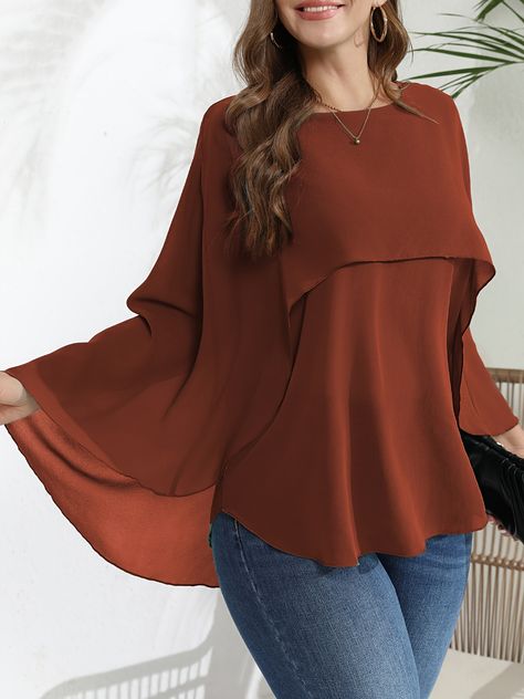 Women's Plus Size Elegant Mesh Blouse with Batwing Sleeves and Layered Design - Stylish and Comfortable Top for Any Occasion https://share.temu.com/dfPqJri4LNA via @shoptemu Plus Size Elegant, Mesh Blouse, Layered Design, Start Saving, Comfortable Tops, Batwing Sleeve, Layers Design, Sewing Ideas, Dressmaking