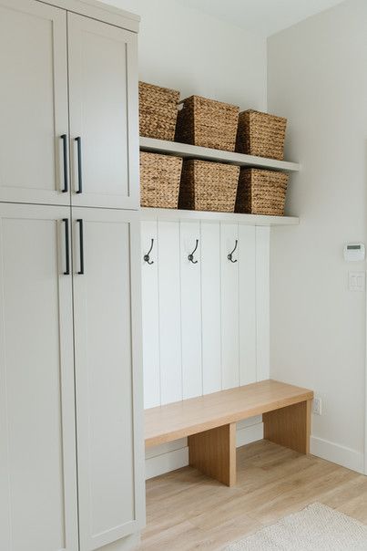 Bench Under Window Mudroom, Mudroom And Office Combo, Mud Room Off Garage, Mudroom Office Combo Layout, Corner Mudroom Bench, Mudroom Off Garage, Small Mudroom Ideas Entryway, Mud Area, Ikea Mud Room