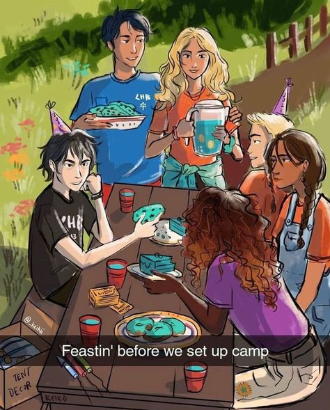 PJO/HOO Fangirl on Instagram: “Ngl the food looks so delicious🤤Also, random side note: I might be getting my braces off today, and I really do hope I do🤞🏼 - - Artist:…” The Seven Fanart, Pjo Fanart, Percy Jackson Fanart, Percy Jackson Fan Art, Percy Jackson Heroes Of Olympus, Percy Jackson Art, Rick Riordan Books, Magnus Chase, Percy Jackson Funny