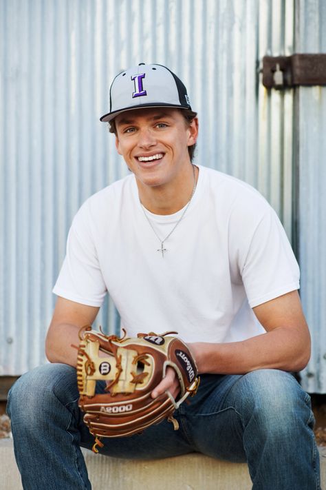 Senior Pictures For Baseball Players, Senior Year Baseball Pictures, Casual Baseball Senior Pics, Senior Pictures With Sports, Senior Photo Baseball, Senior Baseball Picture Ideas With Mom, Baseball Jersey Senior Pictures, Guy Senior Photos Baseball, Senior Picture Baseball Ideas For Guys