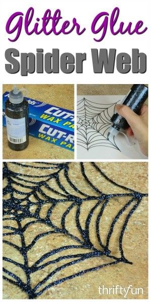 This is a guide about making a glitter glue spiderweb. A bottle of glitter glue and waxed paper are all you need for this simple Halloween craft. Glitter Glue Crafts, Wine Glass Tags, Waxed Paper, T Craft, Glue Art, Easy Halloween Crafts, Sand Crafts, Glitter Decor, Glitter Crafts