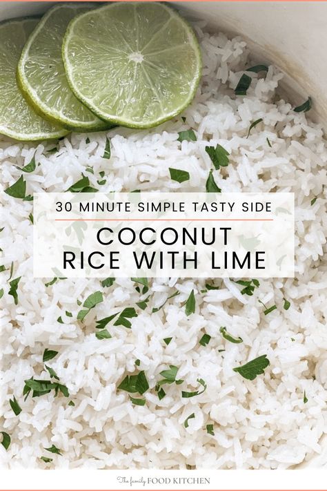 Coconut Lime Rice Recipe, Coconut Lime Rice, Lime Rice Recipes, Coconut Rice Recipe, Rice Side Dish Recipes, Side Dishes For Chicken, Rice Cooker Recipes, Rice Side, Rice Side Dishes