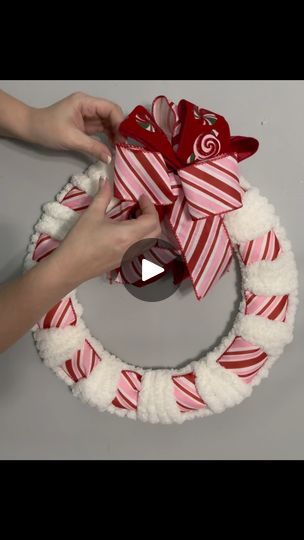 449K views · 6K reactions | Christmas Wreath DIY | I've seen a few of these and just had to make one! Christmas Wreath DIY | By We Craft Around | Hey, everybody. It's Beth. Today, I'm using a fourteen-inch wreath frame from Dollar Tree, chunky yarn from Walmart and ribbon from Amazon. I took the ribbon and hot glued it to the wired frame and this ribbon is two and a half inch wired ribbon. I then take the chunky yarn and hot glue that on top of the ribbon. I then start taking the yarn and wrapping it through the wired frame and around that ribbon. I ended up doing it four times wrapping it around four times. Then take the ribbon and flip it over so I can wrap the yarn underneath it. Right onto the wired frame. I do this four times. And then I take the ribbon again and push that over the ya Ribbon And Yarn Wreath Diy, We Craft Around, Yarn And Ribbon Wreath Diy, Chrismas Wreaths, Yarn And Ribbon Wreath, Santa Wreath Diy, Dollar Tree Christmas Wreaths Diy, Dit Christmas, Dollar Tree Wreaths