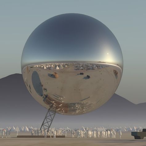 Designers Seek Funding for Massive Mirrored Orb to Hover Over Burning Man 2018 80cm Mirror, Cautious Clay, Art Of Noise, Burning Man Art, Ephemeral Art, Interactive Exhibition, Laser Show, The Orb, Bjarke Ingels