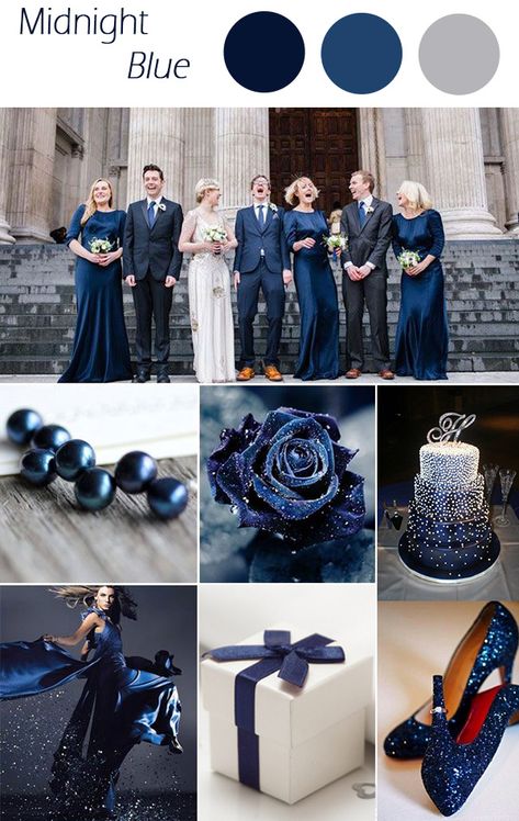 Midnight Blue Wedding, Blue Winter Wedding, Fall Wedding Color Schemes, Winter Wedding Ideas, Winter Maternity Outfits, Wedding Color Combos, Midnight Blue Color, Winter Wedding Colors, Wedding Cakes Blue