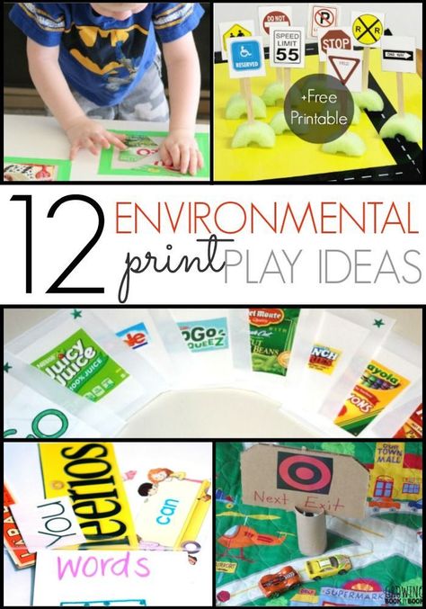 Ideas for Using Environmental Print to develop emergent literacy skills in your preschool, pre-k, or kindergarten kids. Perfect for at home or in the classroom. - Pre-K Pages Emergent Literacy Activities, Environmental Print Activities, Literacy Rich Classroom, Prek Literacy, Literacy Activities Preschool, Emergent Literacy, Print Awareness, Pre K Pages, Environmental Print