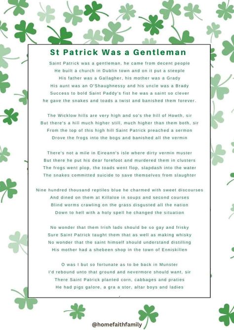 15+ Irish Inspired St. Patrick's Day Poems And Songs For Kids - Home Faith Family Leprechaun Song, St Patricks Day Pictures, Poems For Kids, Songs For Kids, Irish Blessing, Poor Children, Good Luck To You, Green Valley, St Paddy