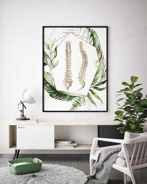 Doctors Office Aesthetic, Chiropractor Office Design, Chiropractic Decor, Spine Anatomy, Anatomy Wall Art, Chiropractic Art, Chiropractic Office Design, Chiro Office, Waiting Room Design