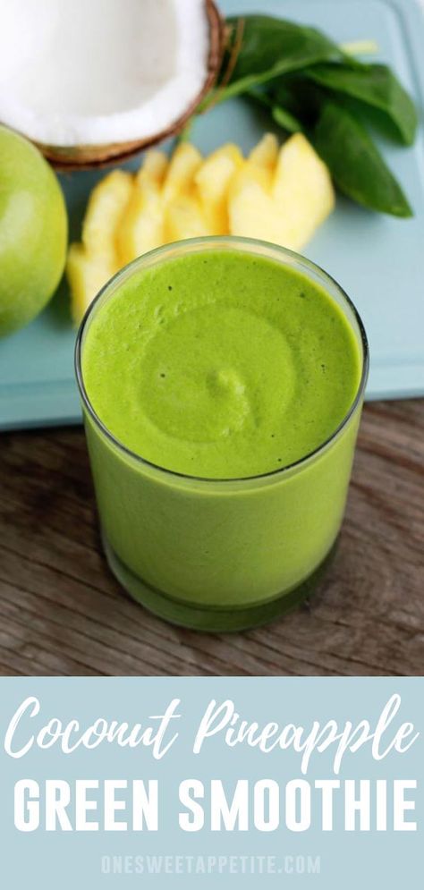 Let’s take a virtual vacation and pretend we’re sitting on a beach somewhere sipping this Coconut Pineapple Green Smoothie. Made with coconut yogurt, coconut milk, apple, pineapple, and fresh spinach! SO good and the perfect tropical smoothie recipe! #smoothie #drink #pineapple #greensmoothie Coconut Yogurt Smoothie, Pineapple Green Smoothie, Virtual Vacation, Coconut Water Smoothie, Tropical Smoothie Recipes, Toddler Smoothies, Coconut Smoothie Recipe, Coconut Milk Smoothie, Recipe Smoothie