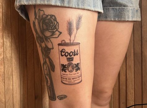 Beer Can Tattoo, Tattoo Bible, Awful Tattoos, Outlaw Tattoo, Beer Tattoos, Cowgirl Tattoos, Cowboy Tattoos, Wrap Tattoo, Z Tattoo