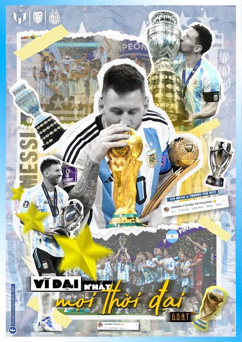 Poster celebrates Messi winning the 2022 World Cup. Lionel Messi doesn't need the World Cup to be great, and the Gold Cup with Argentina in Qatar has brought him to a new level in world football history... The World Cup 2022, 2022 World Cup, Soccer Event, Football History, Gold Cup, Football Poster, World Football, World Cup 2022, Leo Messi