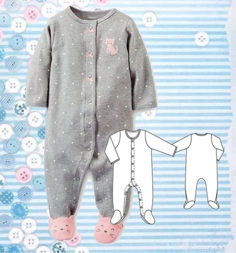 Baby Pajamas Pattern, Baby Sleeper Pattern, Onesie Sewing Pattern, Baby Sewing Patterns Free, Onesie Pattern, Newborn Sleeper, Tunic Sewing Patterns, Baby Clothes Patterns Sewing, Baby Pattern