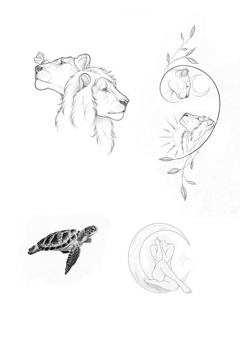 Lion Moon Tattoo, Small Line Art Tattoos, Lioness Tattoo Design, Cool Nature, Lioness Tattoo, Small Chest Tattoos, Animal Tattoo Ideas, Mom Tattoo Designs, Leo Tattoos