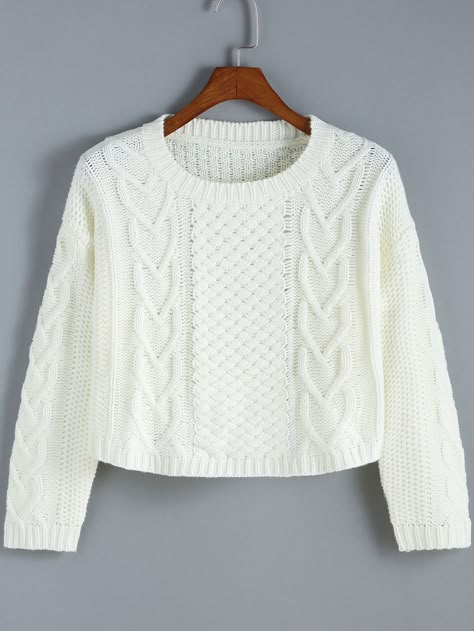 Latest Sweater Designs For Women, White Sweater For Women, Sweater For Girls Winter, Girls Sweater Design, Stylish Sweaters For Women, White Sweatshirt Outfit, Woolen Sweater Design, White Crochet Sweater, Cropped Sweater Outfit