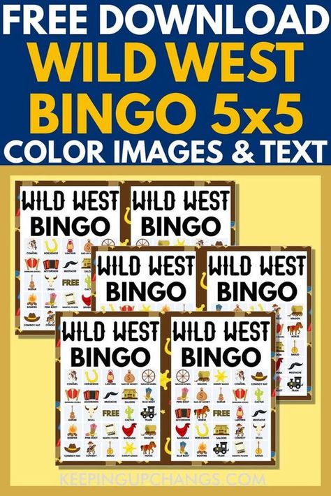 Wild West Bingo Printable Free, Country Games Cowboy Party, Cowboy Bingo Printable Free, Western Bingo Printable Free, Horse Bingo Printable Free, Cowboy Party Activities, Wild West Games For Kids, Wild West Camp Theme, Wild West Party Games