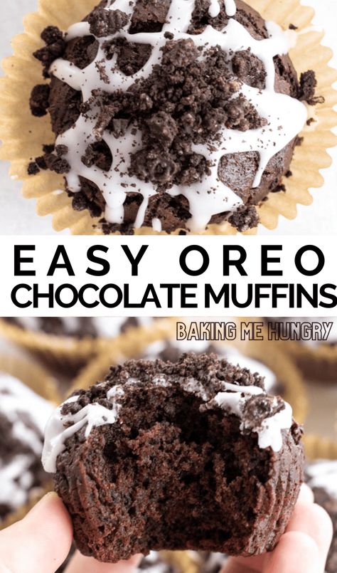 These decadent Oreo Muffins are perfect for Oreo lovers! Loaded with that delicious Oreo flavor, this makes a great snack or indulgent breakfast food for everyone to enjoy. It can even be the ultimate dessert. Oreo Cookie Muffins, Oreo Muffins Recipe, Muffin Oreo, Oreo Cupcake Recipe, Oreo Muffins, Double Chocolate Muffins, Oreo Chocolate, Oreo Flavors, Dessert Recipies