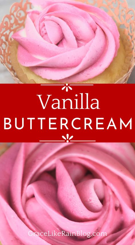 This Easy Vanilla Buttercream Frosting recipe is the perfect frosting for your cakes and cupcakes. It whips up to smooth and creamy perfection with a wonderful vanilla flavor. It is great for piping and holds its shape well. Easy Vanilla Buttercream Frosting, Pink Frosting Cupcakes, Vanilla Buttercream Frosting Recipe, Different Cake Flavors, Flavored Ice Cubes, Piping Frosting, Frosting Recipes Easy, Chocolate Frosting Recipes, Christmas Buffet