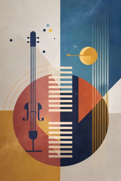 Harmonic Horizons - Digital Art Creations Illustration Practice, Diary Design, Abstract Geometric Shapes, Gallery Wallpaper, Piano Keyboard, Musical Art, Geometry Art, Art Gallery Wallpaper, Composition Design