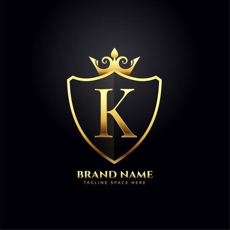 Letter k luxury logo concept with golden... | Free Vector #Freepik #freevector #crown #marketing #luxury #elegant Logo Wings, Logo Luxe, Feather Logo, Gold Logo Design, Logo Monogramme, Luxury Brand Logo, Clinic Interior, Waves Logo, Golden Logo