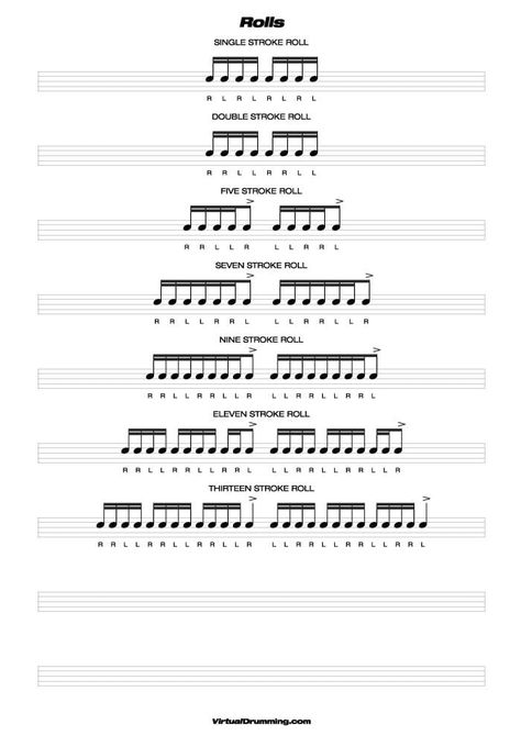 Drum Rudiments, Learn Drums, Drums For Kids, Drum Patterns, Music Theory Guitar, Drums Sheet, Drum Sheet Music, Drum Music, Drum Lessons