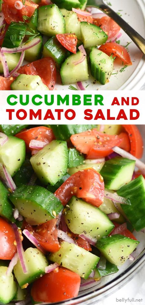 Cucumber And Tomato Salad, Cucumber And Tomato, Tomato Salad Recipe, Salad Cucumber, Tomato Salad Recipes, Simple Dressing, Cucumber Tomato Salad, Salad Pasta, Cucumber Recipes Salad