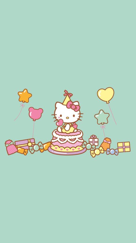 Birthday Hello Kitty Wallpaper, Hello Kitty Friends Birthday Party Ideas, Hello Kitty Birthday Wallpaper, Hello Kitty And Friends Invitation, Hello Kitty Birthday Banner, Hello Kitty Cumpleaños, Birthday Wallpaper Backgrounds, Hello Kitty Backdrop, Hello Kitty Card