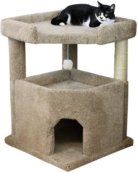 Prestige Cat Trees Solid Wood Condo Mansion, Large * Learn more by visiting the image link. (This is an affiliate link) Best Cat Scratching Post, Cat Mansion, Large Cat Breeds, Cat Castle, Large Cat Tree, Cool Cat Trees, Large Bed, Cat Tree House, Cat Store