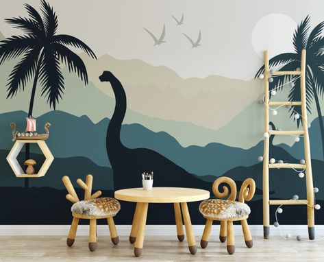 Dinosaur Wallpaper Boys Room, Dinosaur Boys Room Wallpaper, Dinosaur Bedroom Wall, Kids Room Wall Paint Dinosaur, Kids Dinosaur Bedroom Wallpaper, Dinosaur Wallpaper Peel And Stick, Boys Dinosaur Bedroom, Dinosaur Kids Room, Dinosaur Boys Room