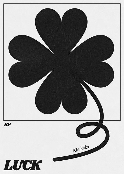 Clover Logo Design Ideas, Lucky Graphic Design, Luck Poster, Record Label Logo, Clover Logo, Blank Poster, Communication Design, Flower Shirt, Arm Sleeve