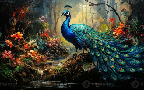 painting of a beautiful peacock dancing in beautiful forest generative AI Peacock Images, Peacock Painting, Beautiful Art Paintings, Beautiful Peacock, Female Pose Reference, Jewelry Drawing, Beautiful Forest, Female Poses, Pose Reference