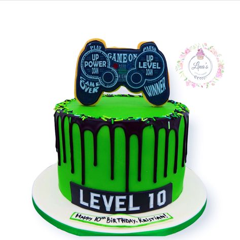 Level Up Cake Ideas, Level 10 Cake Ideas, Easy Gamer Cake, Level 10 Birthday Cake, Level 10 Unlocked Birthday Cake, Game On Cakes For Boys, Gamer Bday Cake, Gaming Birthday Cakes For Boys, Level Up Cakes For Boys