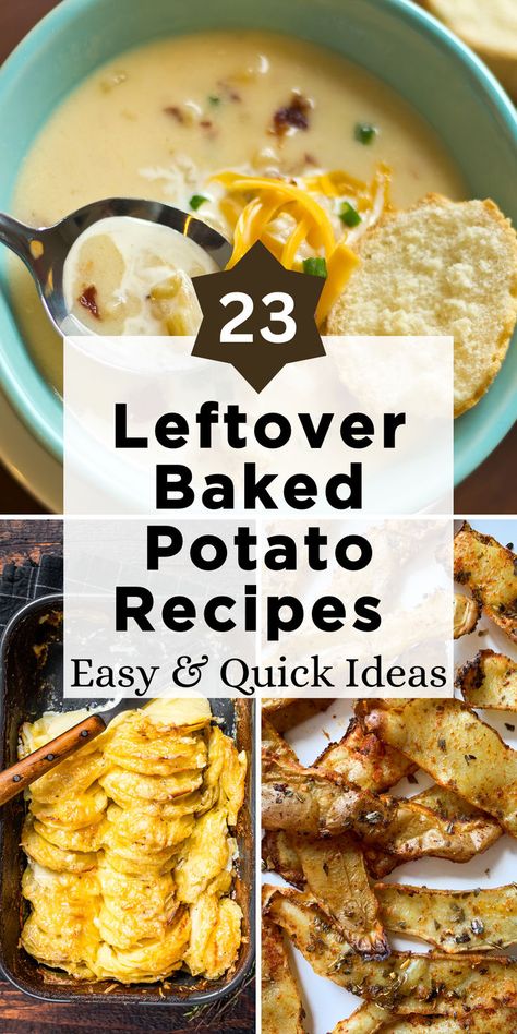 Elevate your leftover baked potatoes with our inspiring collection of 23 recipes. These creative ideas range from comforting twice-baked potatoes and hearty soups to innovative potato salads and crispy hash. Each recipe offers a unique and delicious way to repurpose your leftovers, turning them into the star of your meal. Perfect for family dinners or solo lunches, these dishes are both satisfying and easy to make. Click to explore and give your baked potatoes a delightful second act! Leftover Baked Potato Recipes, Leftover Baked Potato, Baked Potato Pancakes, Baked Potato Soup Easy, Breakfast Lunch And Dinner Ideas, Leftover Baked Potatoes, Lunch And Dinner Ideas, Baked Potato Salad, Potato Salads