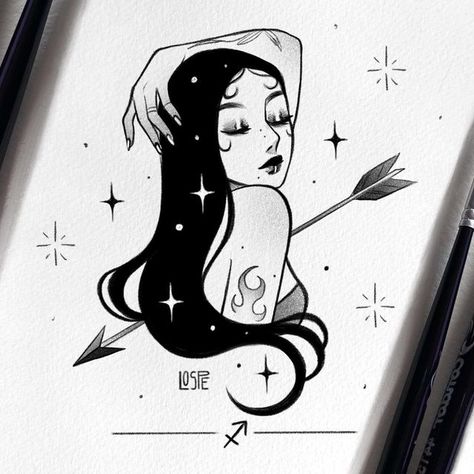 Cute Witch Tattoo, Witch Tattoo, Cute Witch, Cute Little Tattoos, Zodiac Tattoos, Tattoo Flash Art, Tattoo Outline, Little Tattoos, Art Inspiration Painting