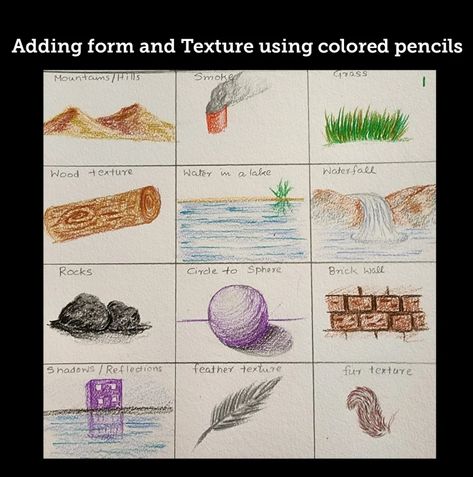 Colored Pencil Techniques for Beginners(12 things to Draw): Lesson 2 – CREATIVE ARTS Colored Pencil Techniques Worksheet, Colored Pencil Techniques Step By Step, Colored Pencil Exercises, Colored Pencil Techniques For Beginners, Colored Pencil Worksheet, Color Pencil Art For Beginners, Color Pencil Techniques, Draw Lesson, Pencil Art For Beginners