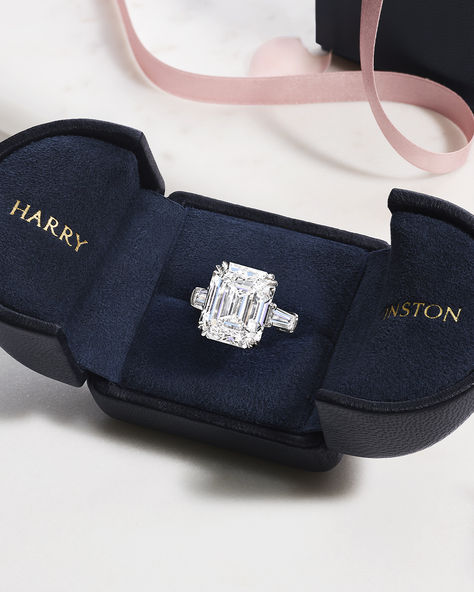 With an innovative diamond-led design, a Classic Winston Emerald-Cut engagement ring is a brilliant way to begin the next chapter of your love. Say “yes” to this Classic Winston Emerald-Cut Engagement Ring with Tapered Baguette Side Stones from Harry Winston. Harry Winston Engagement Ring Emerald, Harry Winston Engagement Ring, Large Diamond Engagement Rings, Harry Winston Ring, Harry Winston Engagement, Harry Winston Diamond, Future Engagement Rings, Emerald Cut Engagement, Platinum Diamond Engagement Rings