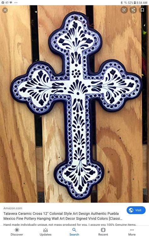 Marbled Ornaments, Painted Wooden Crosses, Sacred Heart Art, Hand Painted Crosses, Clay Cross, Ceramic Crosses, Diy Air Dry Clay, Wooden Crosses, Mexican Home Decor