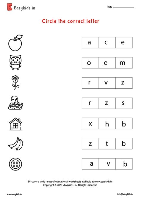 Circle The Same Letter Worksheet, Look At The Picture And Circle The Correct Letter, Hindi Worksheet For Play Group, Circle The Alphabet Worksheet, Circle The Letter Worksheets, Circle The Correct Letter Worksheet, Holiday Homework, Three Letter Words, Alphabet Sounds