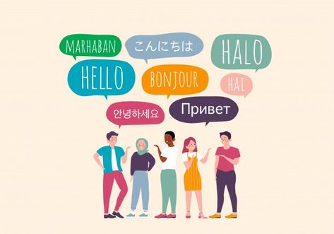 Different language speech bubble hello c... | Premium Vector #Freepik #vector #character #bubble #communication #chat The Art Of Communication, Art Of Communication, Fun Online Quizzes, Shades Of Meaning, People Illustrations, Word Order, White Matter, Native Language, Brain Scan